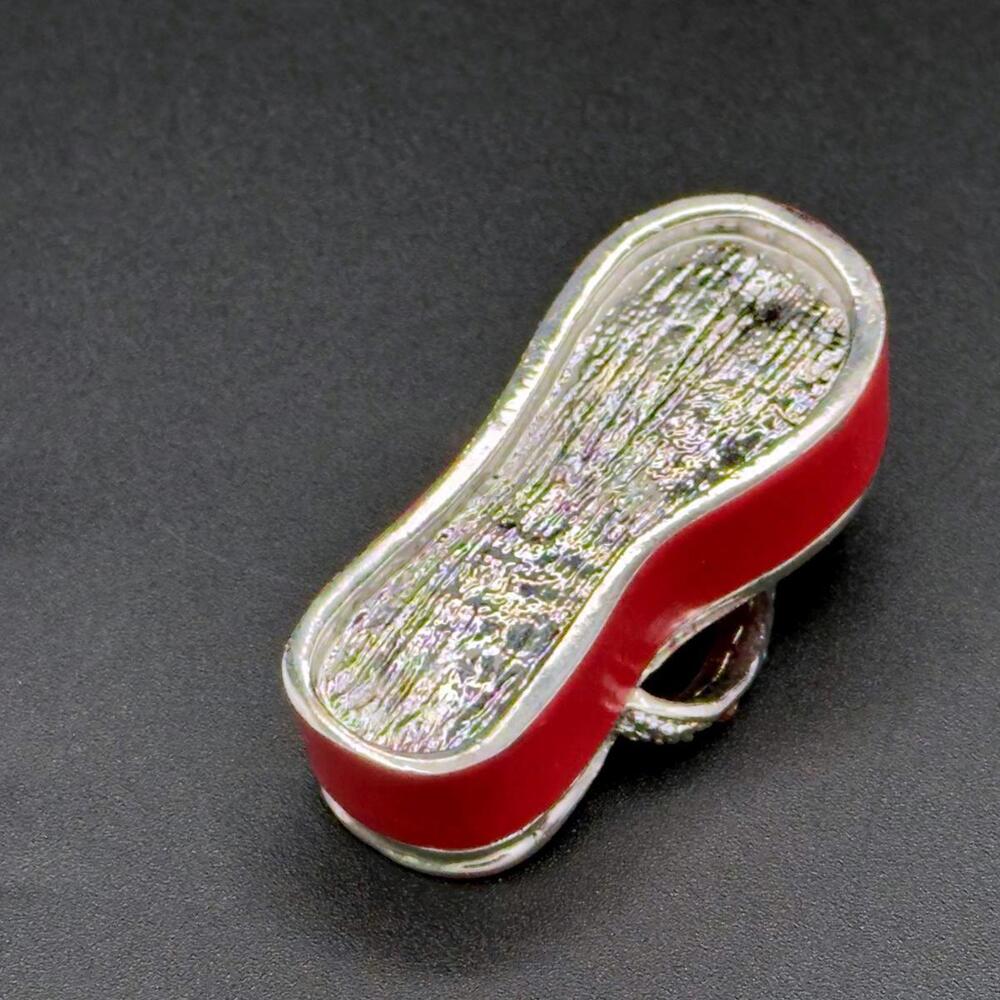 Red Flip Flop Shaped Adjustable Trinket Box with Rhinestone Accents - Picture 4 of 4